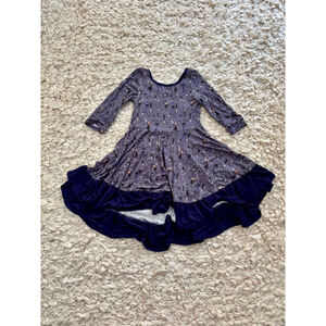 Girls Free Birdees Bamboo Dress Size 5 Gray Blue Whimsy Goth Halloween